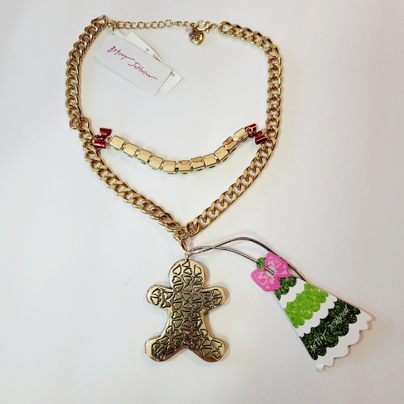 Betsey Johnson Gingerbread 2024 Gold Necklace & Earrings Set. - Picture 3 of 16